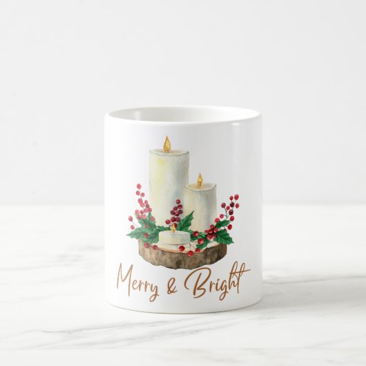 Merry & Bright Candle Holly Weihnachtskaffee Tasse (Mittel)