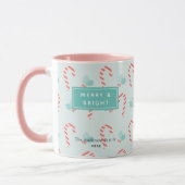 Merry & Bright Candy Cane Pattern Foto Tasse (Links)