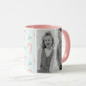 Merry & Bright Candy Cane Pattern Foto Tasse (VorderseiteRechts)