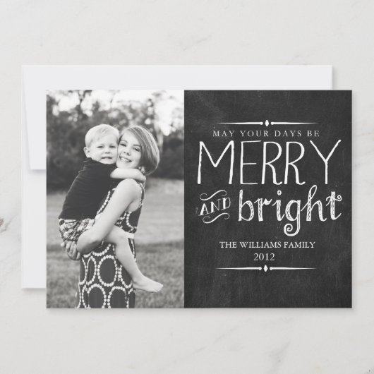 Merry & Bright Chalkboard Card Feiertagskarte (Vorderseite)