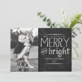 Merry & Bright Chalkboard Card Feiertagskarte (Stehend Vorderseite)