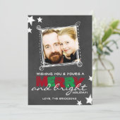 MERRY & BRIGHT CHALKBOARD CHRISTMAS CARD EINLADUNG (Stehend Vorderseite)