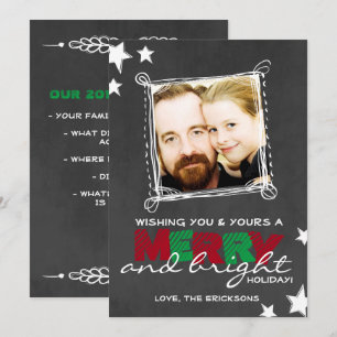 MERRY & BRIGHT CHALKBOARD CHRISTMAS CARD EINLADUNG