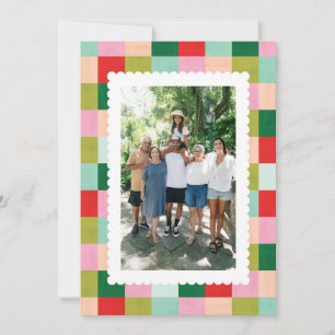 Merry & Bright Checkered Holiday Foto Card Feiertagskarte