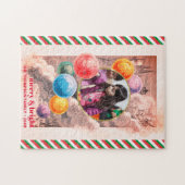 Merry & Bright Chic Family Foto Weihnachtsblasen Puzzle (Horizontal)