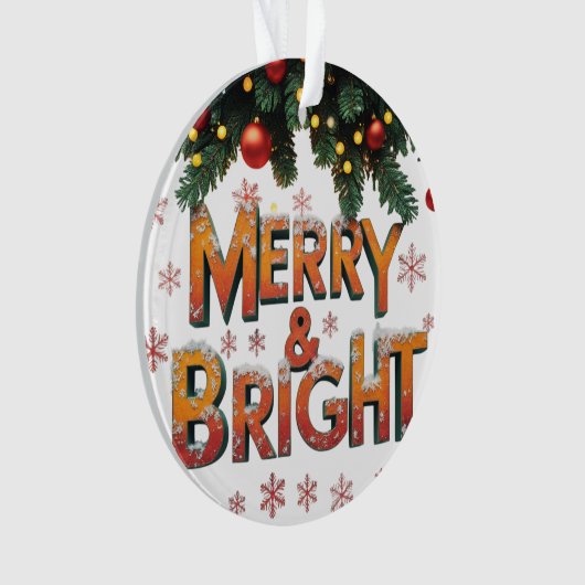Merry & Bright Christmas Acrylic Circle Ornament (Vorderseite)