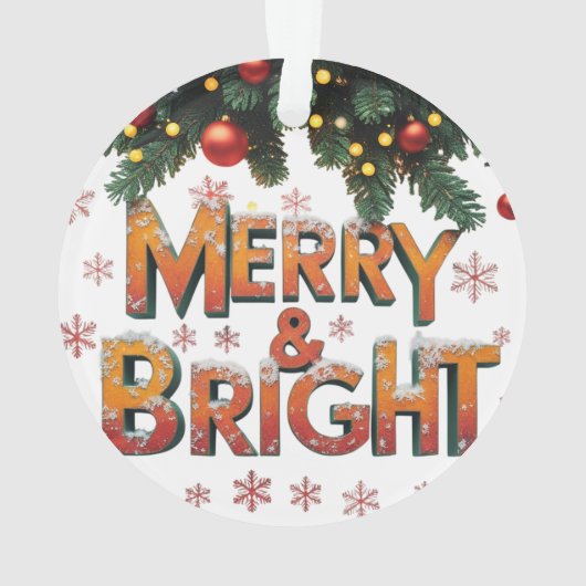 Merry & Bright Christmas Acrylic Circle Ornament (Rückseite)