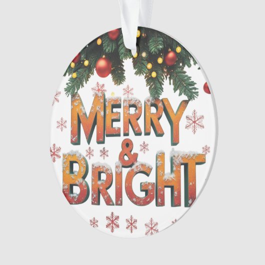 Merry & Bright Christmas Acrylic Circle Ornament (Vorderseite)