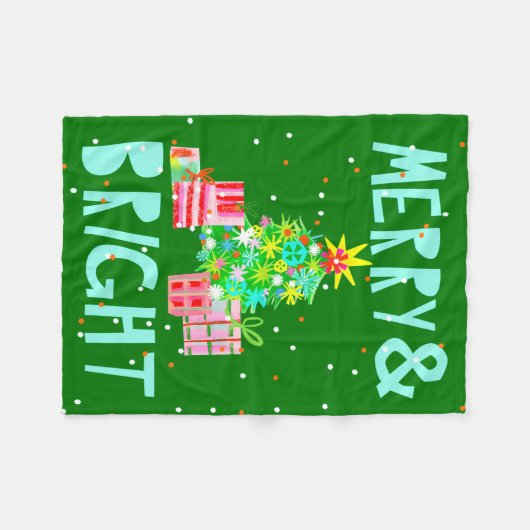 Merry & Bright Christmas Baum Fleecedecke (Vorderseite (Horizontal))