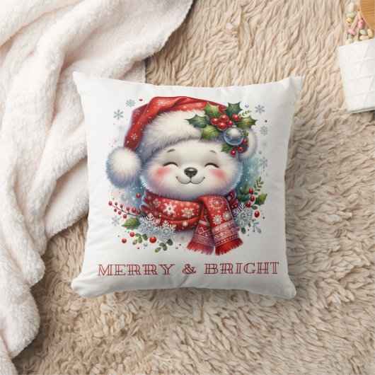 Merry & Bright Christmas Bear Cushion  Kissen (Decke)