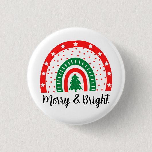 Merry & Bright Christmas Button (Vorderseite)