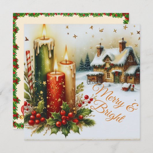 Merry & Bright Christmas Card Feiertagskarte (Vorne/Hinten)