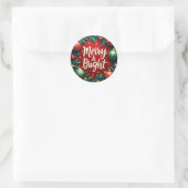 Merry & Bright Christmas Classic Round Sticker (Tasche)