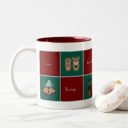 Merry & Bright Christmas Coffee Mug Zweifarbige Tasse (Mit Donut)