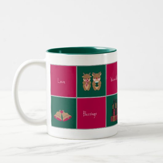 Merry & Bright Christmas Coffee Mug Zweifarbige Tasse (Links)
