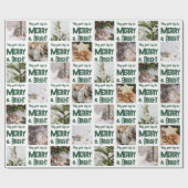 🎄 Merry & Bright Christmas 🎁 Custom Foto Geschenkpapier (Flach)
