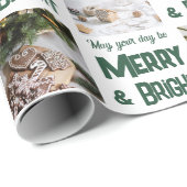 🎄 Merry & Bright Christmas 🎁 Custom Foto Geschenkpapier (Rolleneckpunkt)