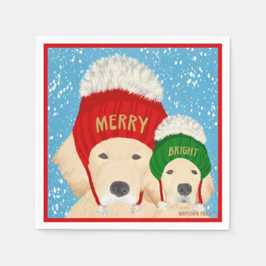 Merry Bright Christmas Dogs Napkins Serviette (Vorderseite)