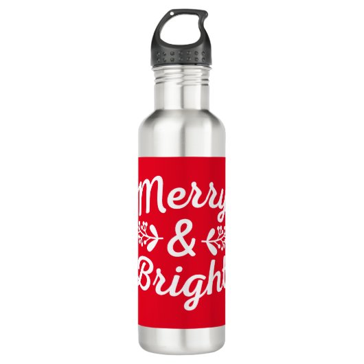 Merry & Bright Christmas Edelstahlflasche (Vorderseite)