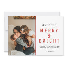 Merry & Bright Christmas Family Foto Karierte Kart