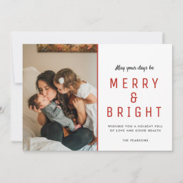 Merry & Bright Christmas Family Foto Karierte Kart Karte