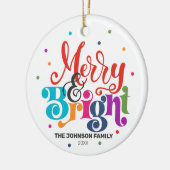 Merry & Bright Christmas Family Foto Modernes Orna Keramik Ornament (Links)