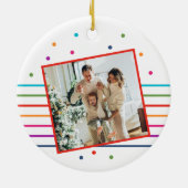 Merry & Bright Christmas Family Foto Modernes Orna Keramik Ornament (Hinten)