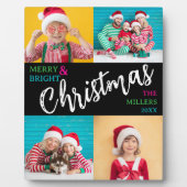 Merry Bright Christmas Family Photo Collage  Fotoplatte (Vorderseite)
