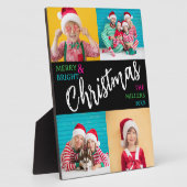 Merry Bright Christmas Family Photo Collage  Fotoplatte (Seite)