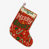 Merry & Bright Christmas Family Stocking Kleiner Weihnachtsstrumpf (Vorderansicht (hängend))