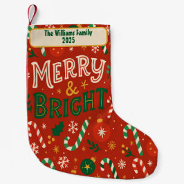 Merry & Bright Christmas Family Stocking Kleiner Weihnachtsstrumpf