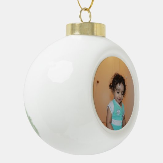 Merry Bright Christmas Foto Baby Kinderfamilie Nie Keramik Kugel-Ornament (Links)