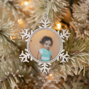 Merry Bright Christmas Foto Baby Kinderfamilie Nie Schneeflocken Zinn-Ornament