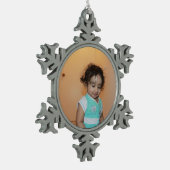 Merry Bright Christmas Foto Baby Kinderfamilie Nie Schneeflocken Zinn-Ornament (Links)