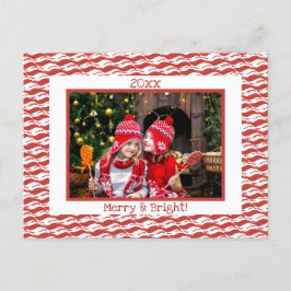 Merry Bright Christmas Foto Candy Cane Red White Feiertagspostkarte
