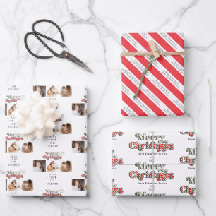 Merry Bright Christmas Foto Candy Cane Red White Geschenkpapier Set