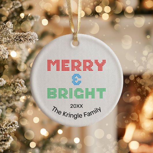 Merry & Bright Christmas Foto Keramik Ornament
