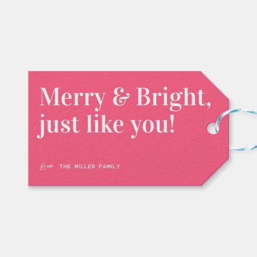 Merry & Bright Christmas Geschenkanhänger (Vorderseite (Horizontal))