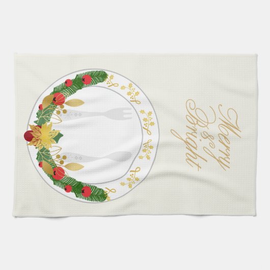 Merry & Bright Christmas Geschirrtuch (Horizontal)