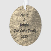 Merry & Bright Christmas Gold Golden Sepia Geschen Ornament (Vorderseite)