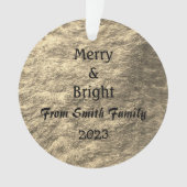 Merry & Bright Christmas Gold Golden Sepia Geschen Ornament (Vorderseite)