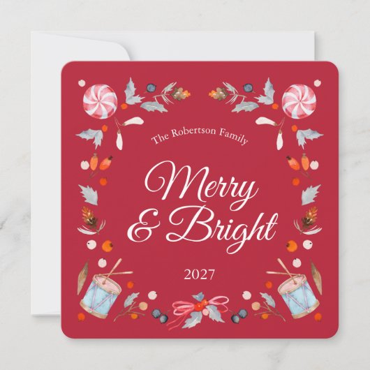Merry & Bright Christmas Greeting Card (Vorderseite)