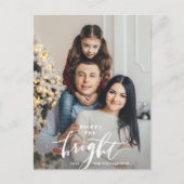 Merry Bright Christmas Hand Lettered Family Foto Postkarte (Vorderseite)