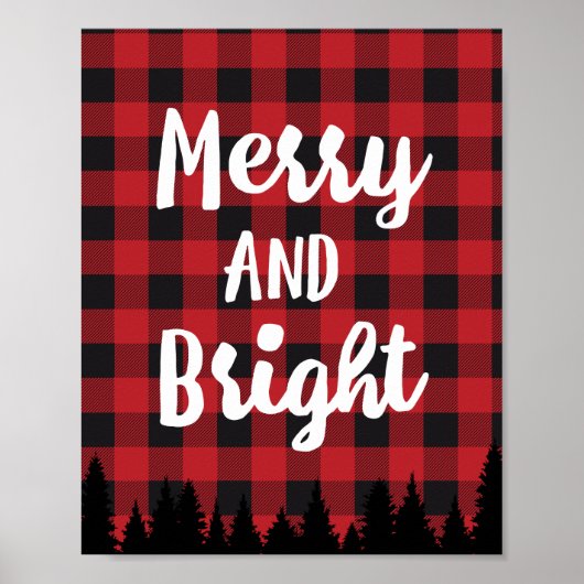 Merry & Bright Christmas/Holiday Wall Print Poster (Vorne)