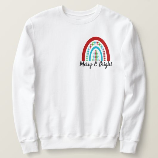 Merry & Bright Christmas Kariert Rainbow Sweatshir Sweatshirt (Design vorne)