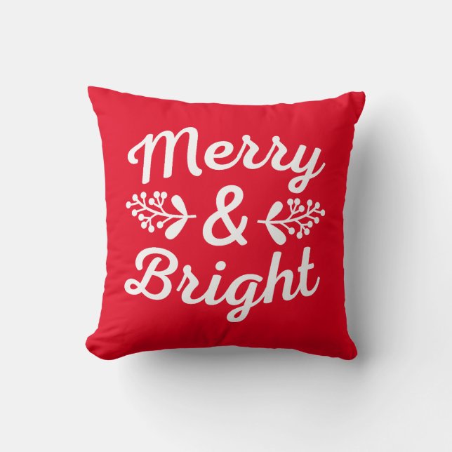 Merry & Bright Christmas Kissen (Vorderseite)