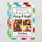 Merry & Bright Christmas Light Foto Weihnachtskart Ankündigung (Vorne/Hinten)