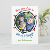 Merry & Bright Christmas Lights Feiertagskarte (Stehend Vorderseite)