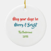 Merry & Bright Christmas Lights Foto Keramik Ornament (Hinten)