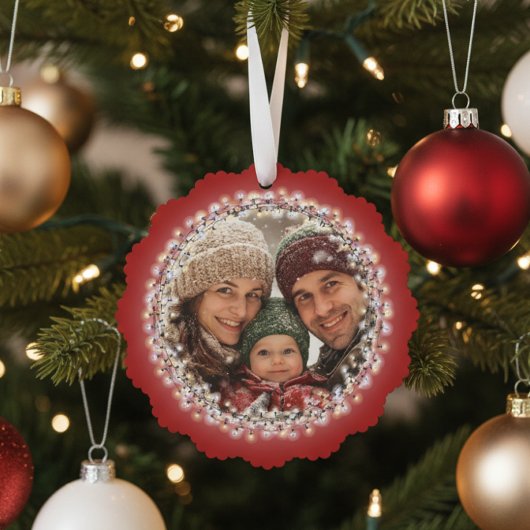 Merry & Bright Christmas Lights Foto Ornament Karte